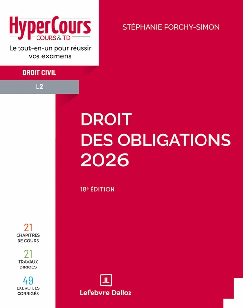 Couverture ebook de Droit des obligations - 2026 - 18ème édition, de Stéphanie Porchy-Simon