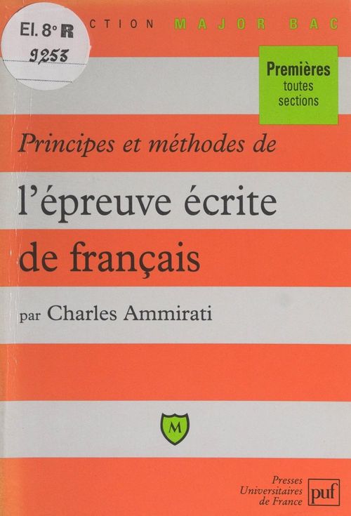 Couverture ebook de Principes et méthodes de l'épreuve écrite de français, de Charles Ammirati