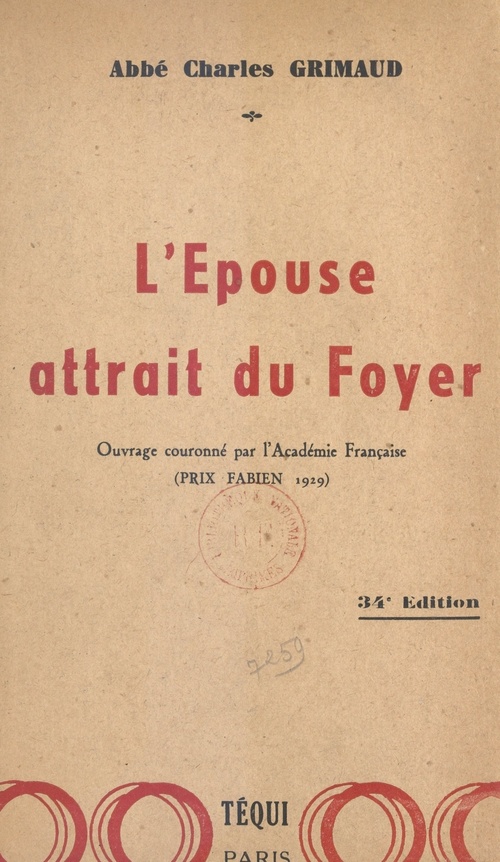 Couverture ebook de L'épouse, attrait du foyer, de Charles Grimaud