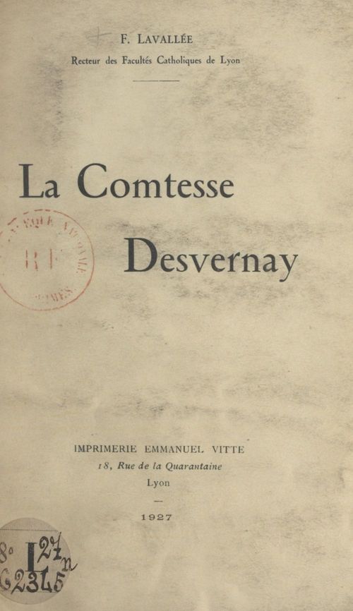 Couverture ebook de La comtesse Desvernay, de Fleury Lavallee