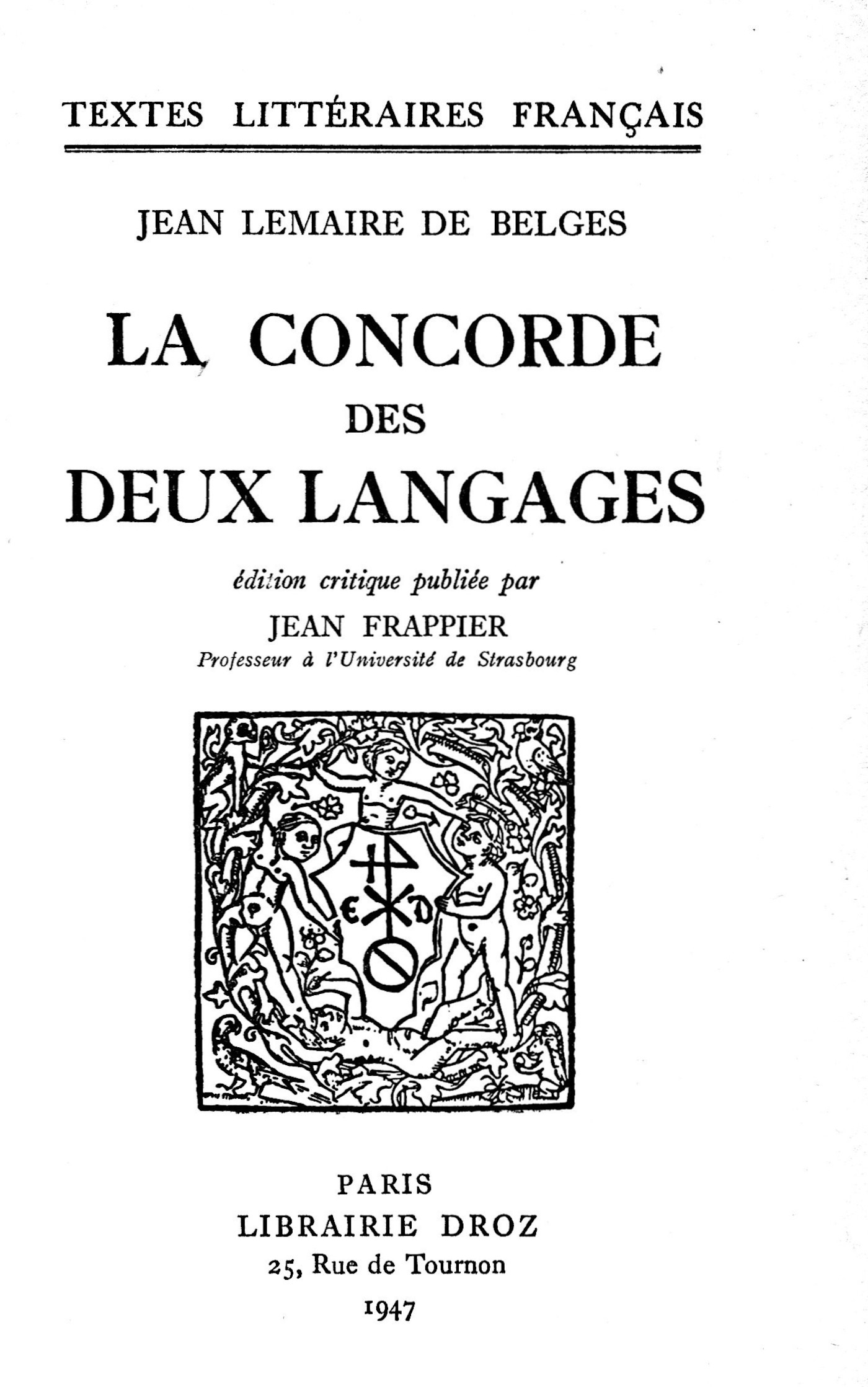 Couverture ebook de La Concorde des deux Langages, de Jean Lemaire De Belges