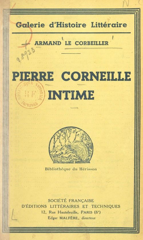 ebook cover of Pierre Corneille intime, by Armand Le Corbeiller
