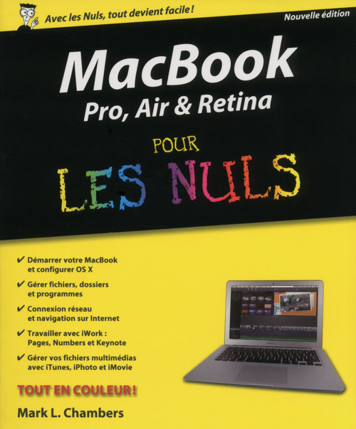 Couverture ebook de Macbook pro air retina nouvelle édition pour les nuls, de Mark L. Chambers