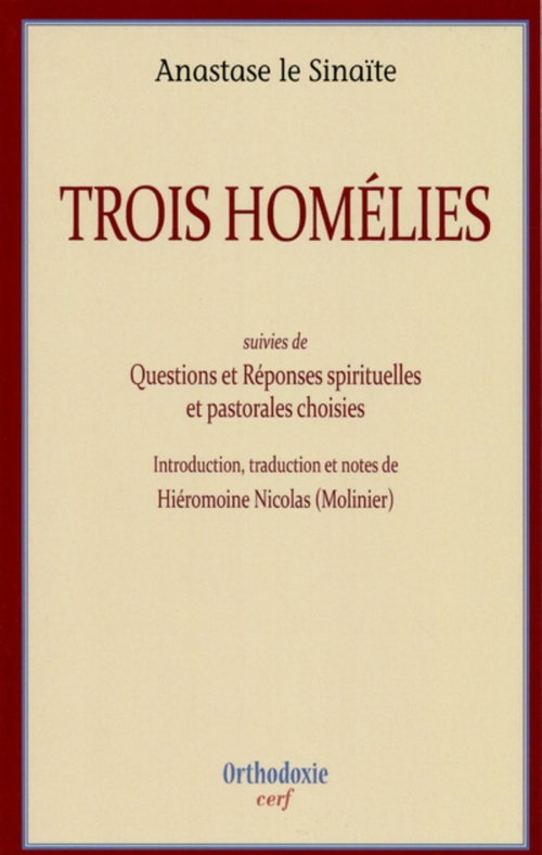 ebook cover of TROIS HOMÉLIES, by Anastase Le Sinaite