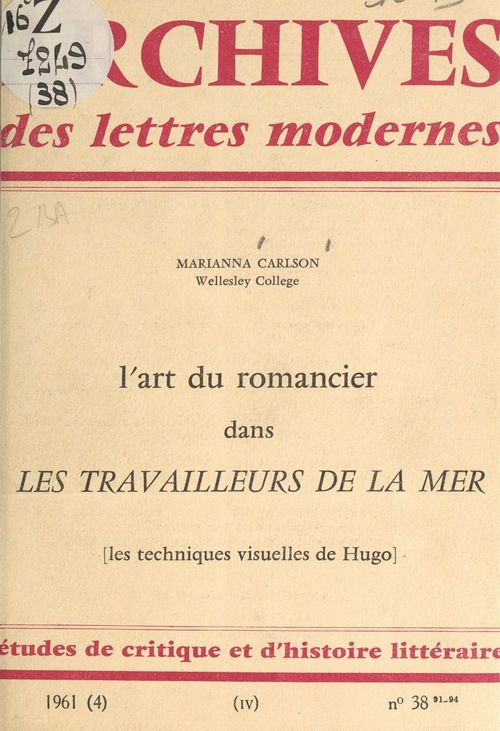 Couverture ebook de L'art du romancier dans "Les travailleurs de la mer", de Marianna Carlson