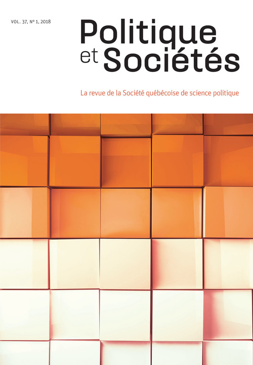 Couverture ebook de Politique et Sociétés. Vol. 37 No. 1,  2018, de Jean-françois Bissonnette, Frede Boily, Dalie Giroux, Olivier Turbide, Alexie Labelle, Audrey Gagnon, Emilie Bernier