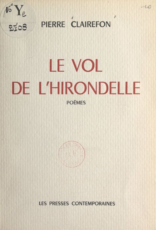 Couverture ebook de Le vol de l'hirondelle, de Pierre Clairefon
