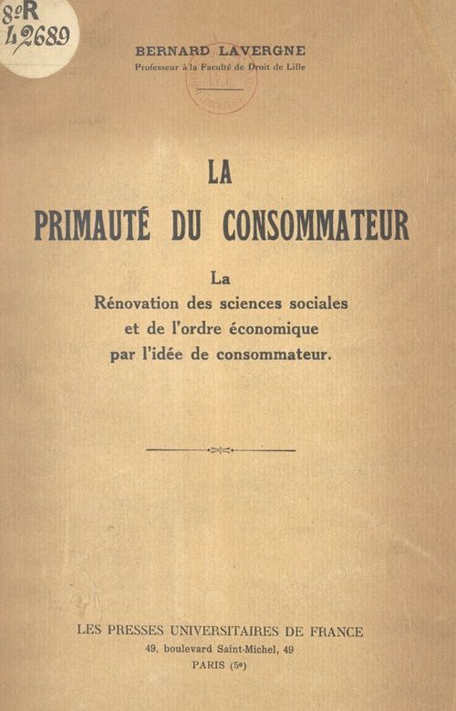 Couverture ebook de La primauté du consommateur, de Bernard Lavergne