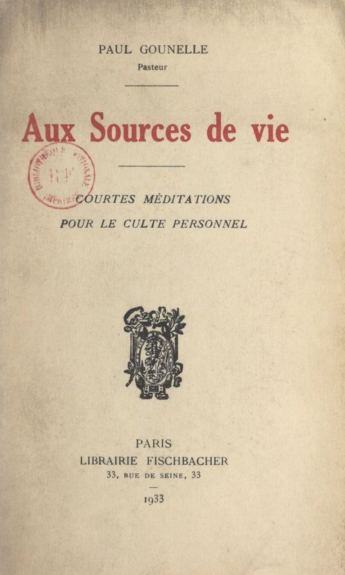 Couverture ebook de Aux sources de vie, de Paul Gounelle