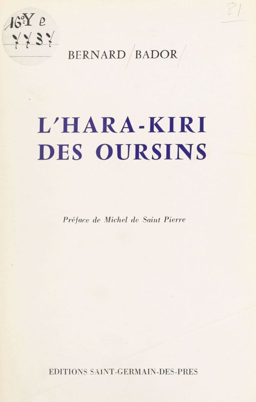 ebook cover of L'hara-kiri des oursins, by Bernard Bador