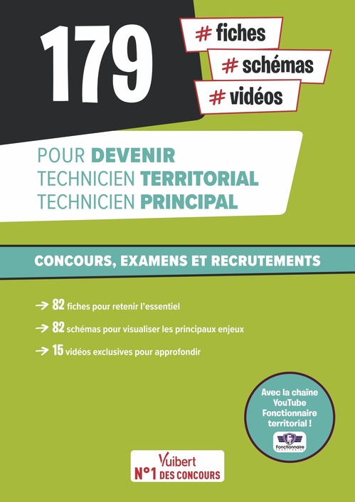 ebook cover of 179 fiches, schémas et vidéos pour devenir technicien territorial, technicien principal, by Olivier Bellégo, Morgan Chasset