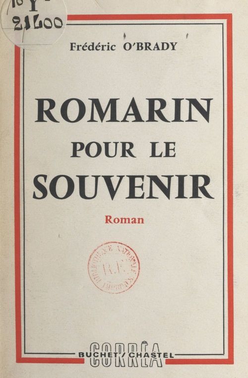 Couverture ebook de Romarin pour le souvenir, de Frederic O'Brady