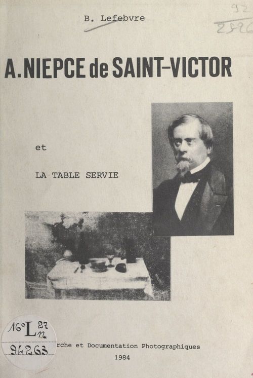 Couverture ebook de A. Niepce de Saint-Victor et "La table servie", de Bernard Lefebvre