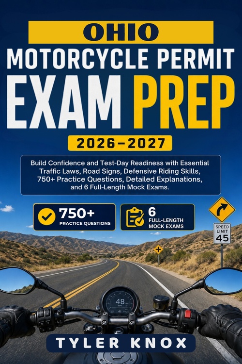 ebook cover of OHIO MOTORCYCLE PERMIT EXAM PREP 2026-2027, by Tyler Knox