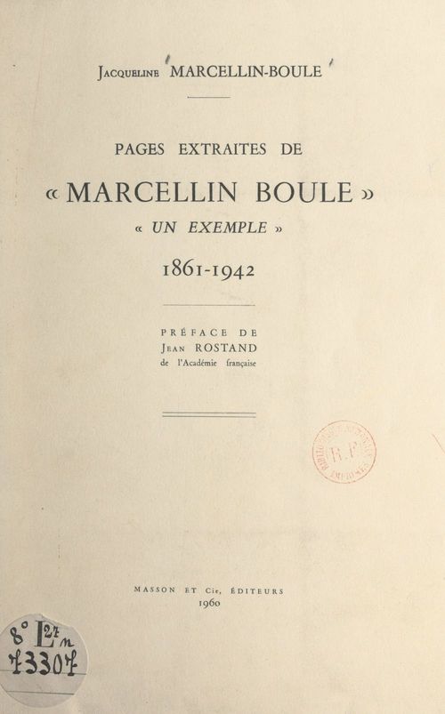 ebook cover of Pages extraites de "Marcellin-Boule, un exemple", 1861-1942, by Jacqueline Marcellin-Boule