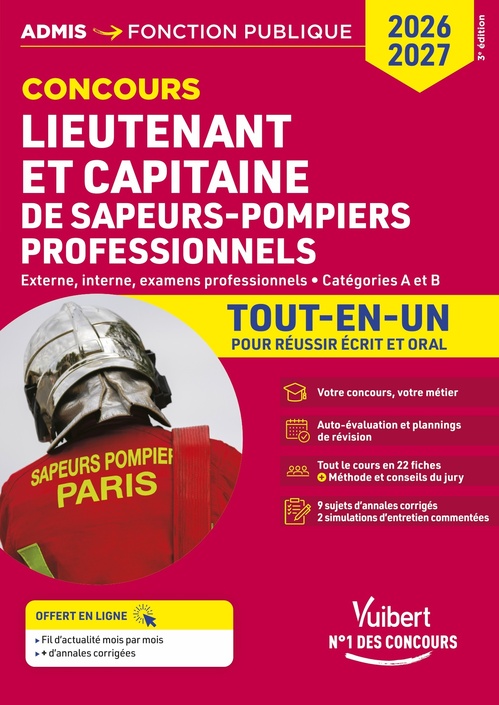 ebook cover of Concours Lieutenant et Capitaine de sapeurs-pompiers professionnels - Catégories A et B - Tout-en-un, by François Lavedan, Olivier Bellégo