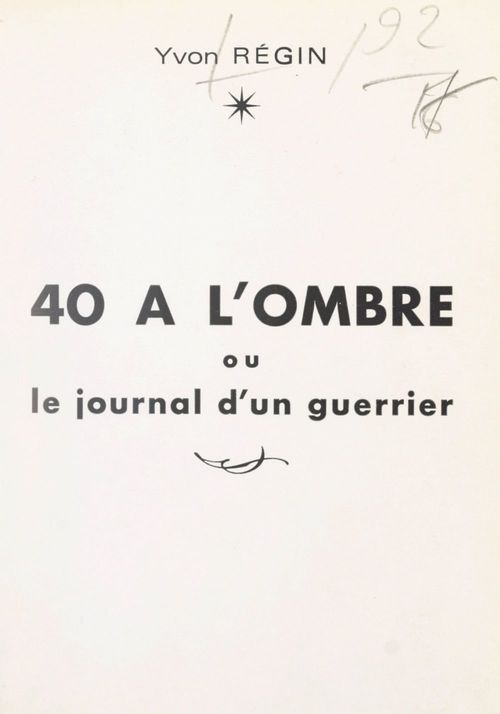 Couverture ebook de 40 à l'ombre, de Yvon Regin