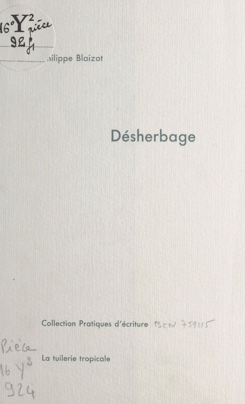 Couverture ebook de Désherbage, de Philippe Blaizot