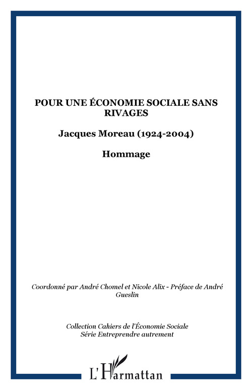 Couverture ebook de Pour une économie sociale sans rivages, de Nicole Alix, André Chomel, Collectif
