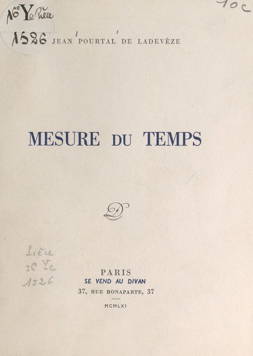 ebook cover of Mesure du temps, by Jean Pourtal De Ladeveze