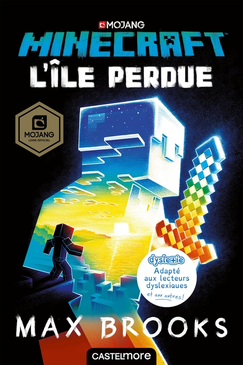 ebook cover of Minecraft officiel, T1 : L'Île perdue (version dyslexique), by Max Brooks