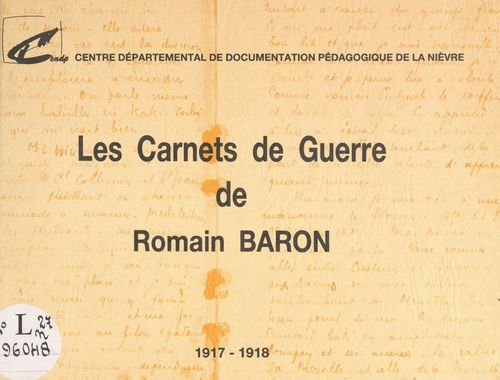 Couverture ebook de Les carnets de guerre de Romain Baron, 1917-1918, de Romain Baron