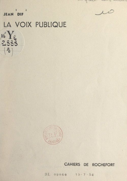 Couverture ebook de La voix publique, de Jean Dif