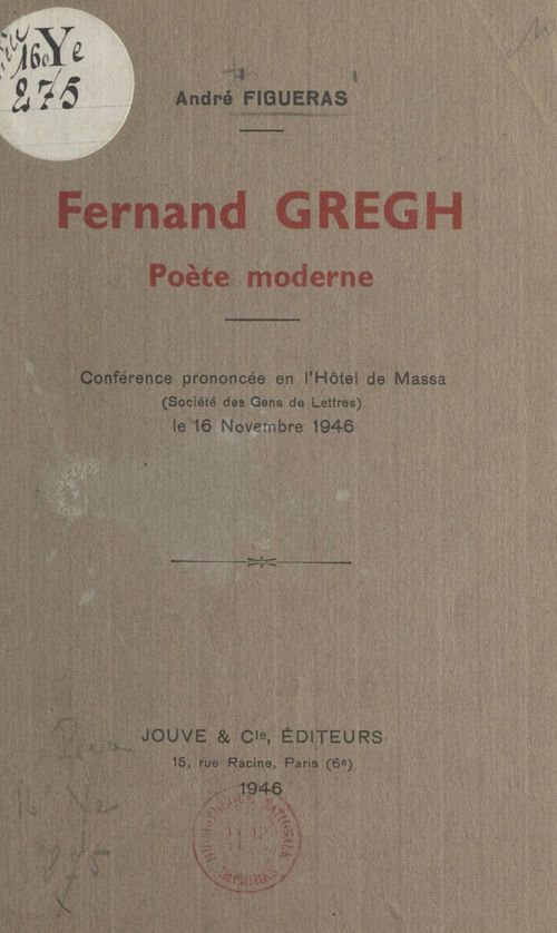 ebook cover of Fernand Gregh, poète moderne, by André Figueras