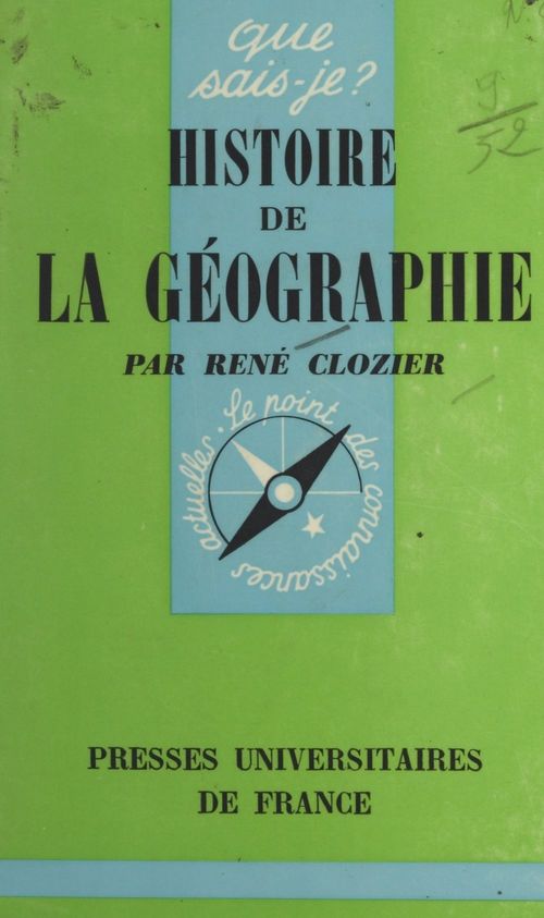 Couverture ebook de Histoire de la géographie, de Rene Clozier