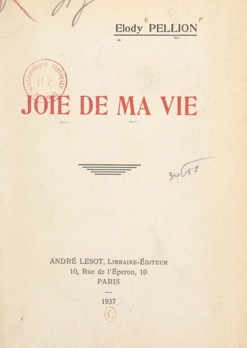 Couverture ebook de Joie de ma vie, de Elody Pellion