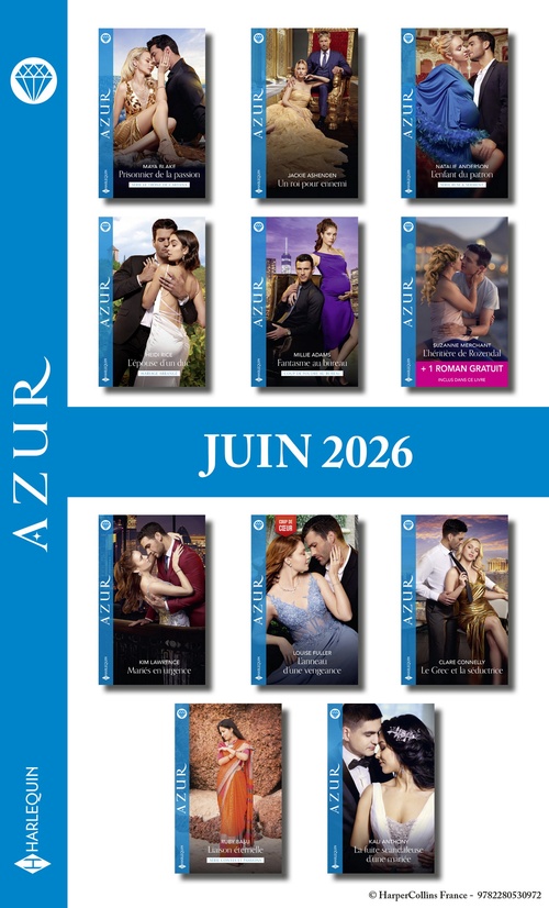 ebook cover of Pack mensuel Azur - 11 romans + 1 titre gratuit (Juin 2026), by Collectif