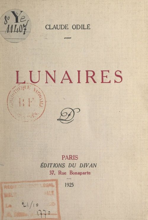 Couverture ebook de Lunaires, de Claude Odile