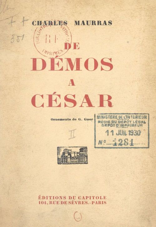 Couverture ebook de De Démos à César (2), de Charles Maurras