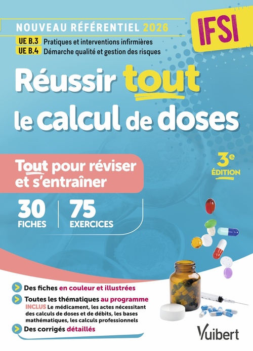 ebook cover of Réussir tout le calcul de doses en 30 fiches de révision et 75 entraînements - Nouveau référentiel IFSI 2026, by Anthony Vallat, Laurence Couto, Frédérique Le Pleux, Sophie Rubeo-Lisa