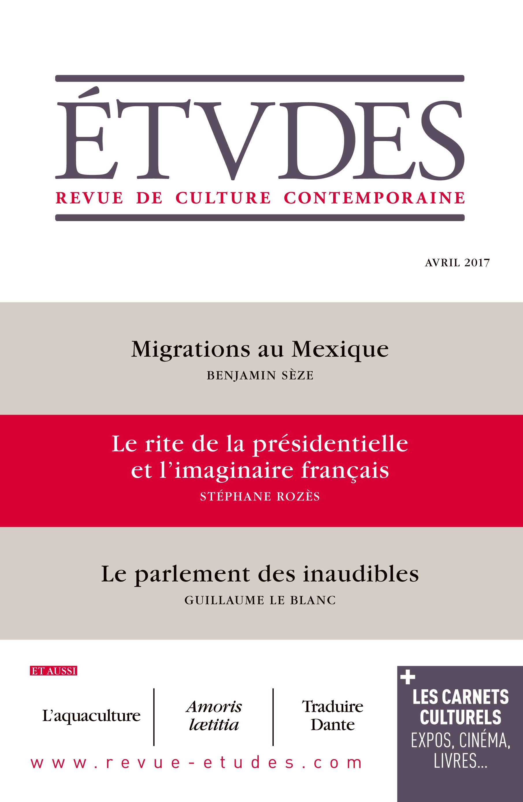 Couverture ebook de Etudes n°4237, de Revue études