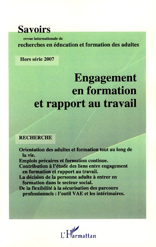 ebook cover of Engagement en formation et rapport au travail, by Revue savoirs