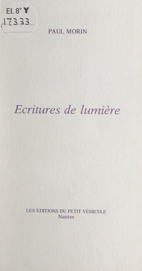 ebook cover of Écritures de lumière, by Paul Morin
