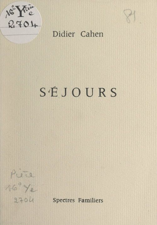 Couverture ebook de Séjours, de Didier Cahen