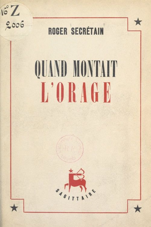 ebook cover of Quand montait l'orage, by Roger Secretain