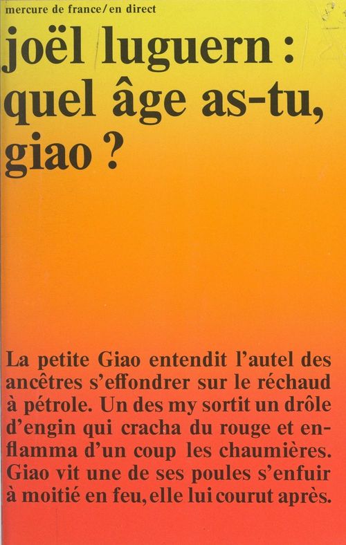 ebook cover of Quel âge as-tu, Giao ?, by Joel Luguern