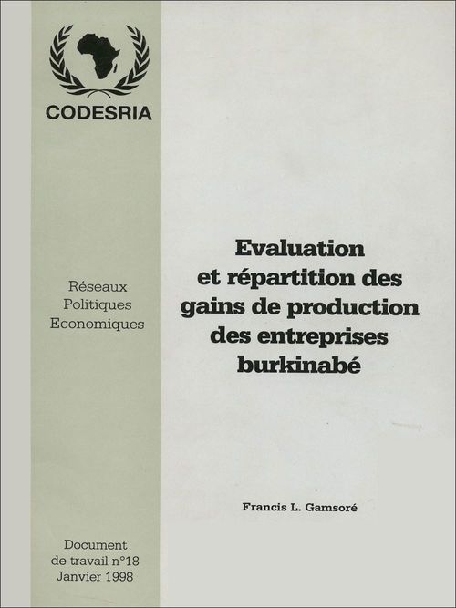 Couverture ebook de Évaluation et répartition des gains de production des entreprises burkinabé, de Francis L. Gamsoré