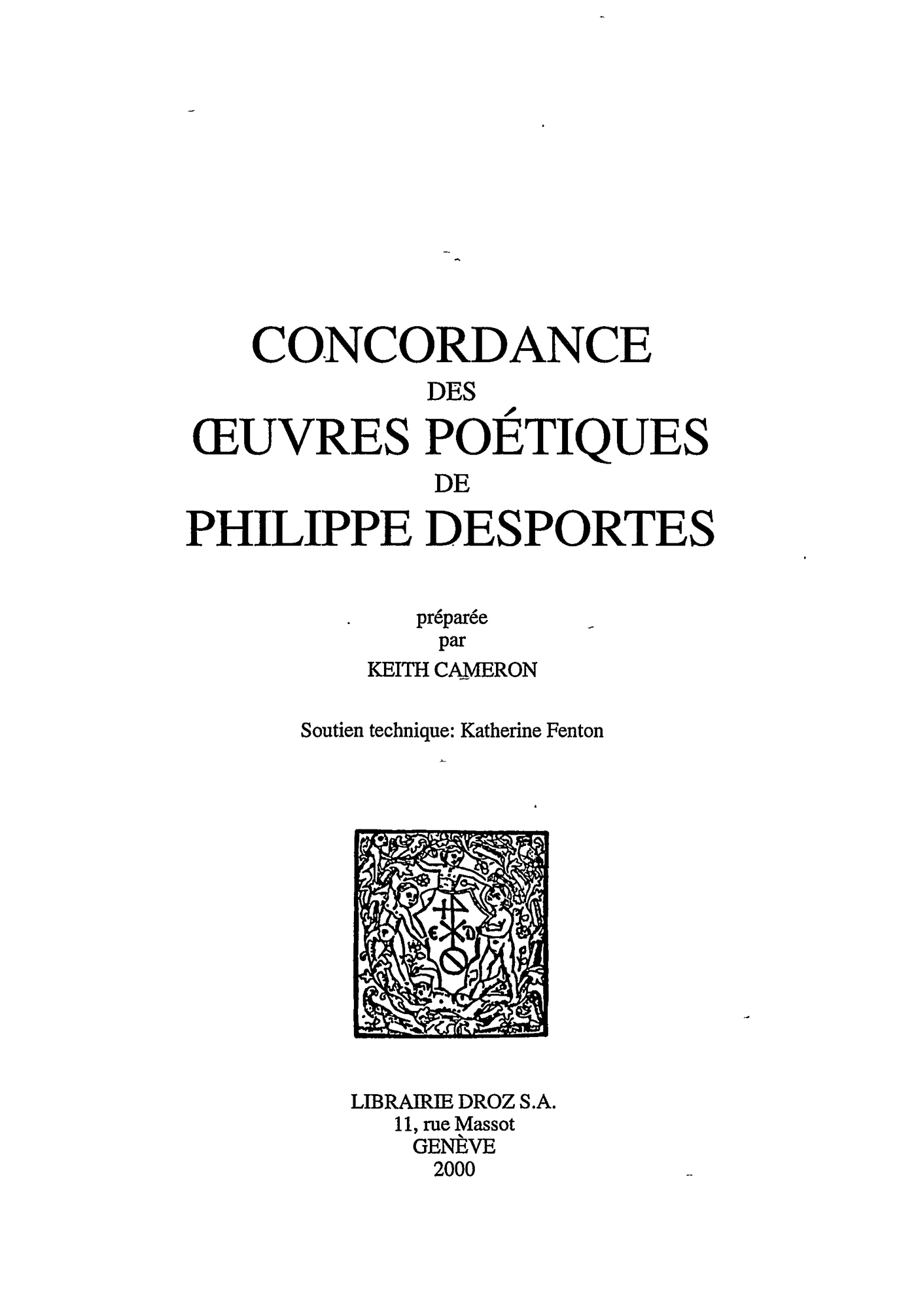 Couverture ebook de Concordance des oeuvres poétiques de Philippe Desportes. CD-ROM (uniquement pour PC et compatibles IBM), de