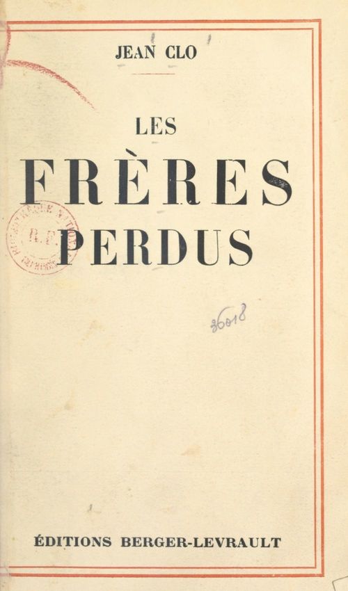 Couverture ebook de Les frères perdus, de Jean Clo