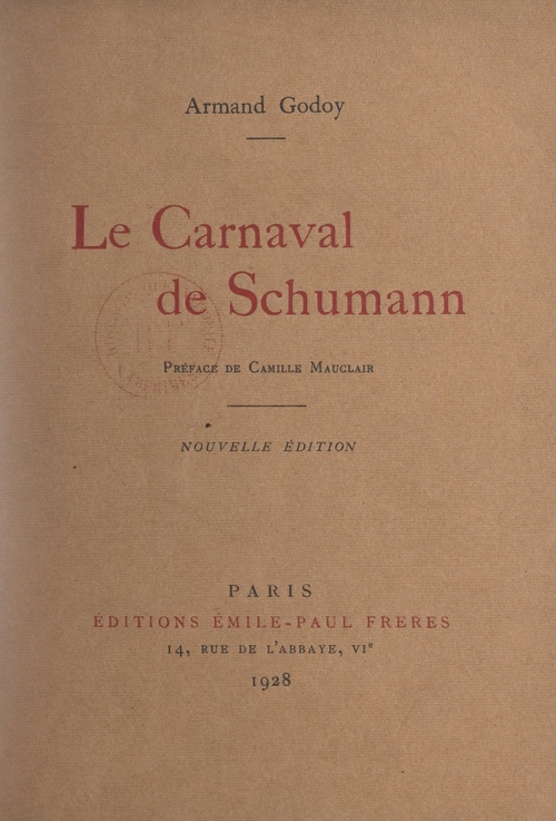 Couverture ebook de Le carnaval de Schumann, de Armand Godoy