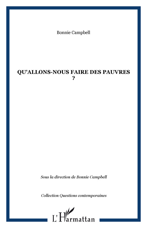 Couverture ebook de Qu'allons-nous faire des pauvres ?, de Bonnie Campbell