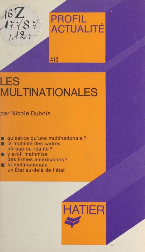 Couverture ebook de Les multinationales, de Nicole Dubois