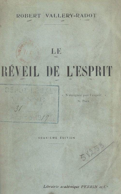 Couverture ebook de Le réveil de l'esprit, de Robert Vallery-Radot
