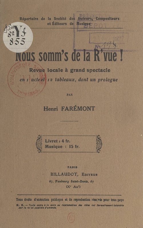 ebook cover of Nous somm's de la R'vue !, by Henri Faremont