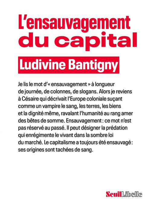Couverture ebook de L'Ensauvagement du capital, de Ludivine Bantigny