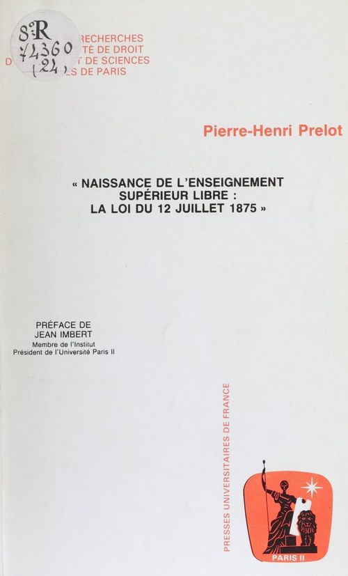 ebook cover of Naissance de l'enseignement supérieur libre, by Pierre-Henri Prelot